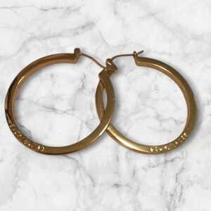 Coach Big 14k Gold Over Brass 1 1/3" Hoop Earrings